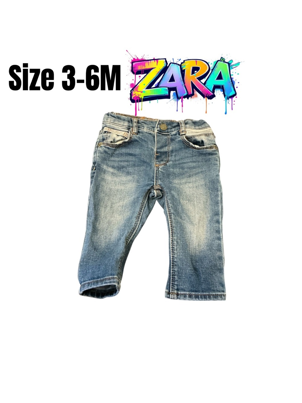 ZARA Light Blue Baby Denim Jeans size 3-6 months